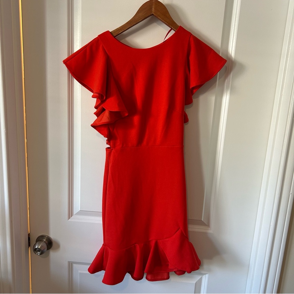 Hello Molly Vibrant Red Asymmetrical Dress